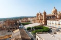 Panoramic view of Noto baroque city hall and cathedral, UNESCO world heritage site, Sicily, Italy Royalty Free Stock Photo