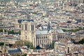 Panoramic view on Notre Dame Cathedral from Montparnasse Tower Royalty Free Stock Photo