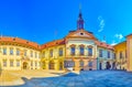 Panoramic view on the New Town Hall with the fountain in the middle of its courtyard, Brno, Czech Republic