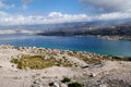 Panoramic view at Novalja on island Pag in Dalmatia,Croatia Royalty Free Stock Photo