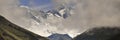 Panoramic view of Nuptse, Lhotse, Everest from Nepal Royalty Free Stock Photo