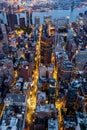 Panoramic view of NYC from Empire state tower before sunrise in Manhattan , New york city