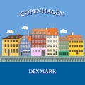 Panoramic view of Nyhavn, Copenhagen, Denmark Royalty Free Stock Photo