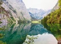 Panoramic view of Obersee lake with clear green water and reflection Royalty Free Stock Photo