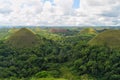 Panoramic view from the observation deck of the Chocolate Hills in the national park, Philippine island Bohol Royalty Free Stock Photo