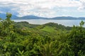 Panoramic view from the observation deck of the Chocolate Hills in the national park, Philippine island Bohol Royalty Free Stock Photo