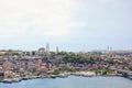 Panoramic view observation deck from Galata tower of Golden Horn and mosque Suleymaniye in Istanbul