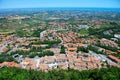 Panoramic view from from the observation deck of San Marino, european dwarf city state Royalty Free Stock Photo