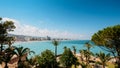 Panoramic view of ocean surrounding Peniscola, Castellon, Spain