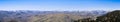 Panoramic view of the Ohlone Wilderness, part of the mountains in the Diablo Range, covered in a thin layer of snow on a winter