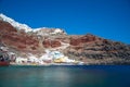 Panoramic view from Oia harbor to Oia town Royalty Free Stock Photo
