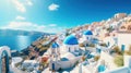 Panoramic view of Oia town on Santorini island, Greece Royalty Free Stock Photo