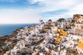 Panoramic view from Oia village with Windmill on Santorini island, Greece Royalty Free Stock Photo