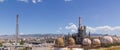 Panoramic view of an oil refinery