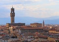 Panoramic view of old buolding called PALAZZO VECCHIO in Florence In Italy Royalty Free Stock Photo
