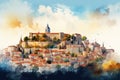 Panoramic view of the old city of Prague, Czech Republic, Lisbon, Portugal skyline with Sao Jorge Castle, AI Generated Royalty Free Stock Photo