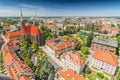 Panoramic view of the old city from St. Johns cathedral tower, Cathedral Island, Wroclaw, Poland