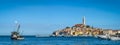 Panoramic view on old coastal town Rovinj, Istria, Croatia Royalty Free Stock Photo