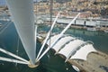 Panoramic view of the old Genova harbor designed by the Italian architect Renzo Piano Royalty Free Stock Photo