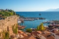 Panoramic view of old harbor and downtown called Marina in Antalya, Turkey, summer Royalty Free Stock Photo