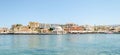 Panoramic View of the Old Historic Venetian Harbour. in Chania, Greece. Beautiful Bay with Traditional Buildings and Landmarks.
