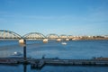 Panoramic view of old iron bridge at Portimao. Sunny day, Algarve, Portugal Royalty Free Stock Photo