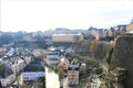A panoramic view on old part of the city center of Luxembourg City Royalty Free Stock Photo