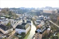 A panoramic view on old part of the city center of Luxembourg City Royalty Free Stock Photo