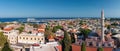 Panoramic view of the old part of Rhodes town, Greece. Royalty Free Stock Photo