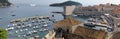 Panoramic view of the old port and marina, from the town\'s wall, on the Adriatic Sea background, Dubrovnik, Croatia Royalty Free Stock Photo