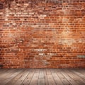 Panoramic view of old red brick wall background, abstract, textures Royalty Free Stock Photo