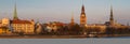 Panoramic view of old Riga-capital of Latvia at sunny day. Royalty Free Stock Photo