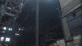 Panoramic view of old rusted constructions of abandoned metallurgic plant.