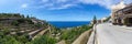 Panoramic view of the old Spanish town of Banyalbufar with terraces Royalty Free Stock Photo