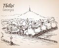 Panoramic view of old Tbilisi, Georgia. Royalty Free Stock Photo