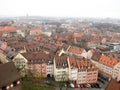 Panoramic view of the old town of Nuremberg in wintertime