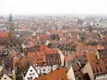 Panoramic view of the old town of Nuremberg in wintertime