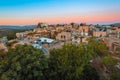 Panoramic view of old town in Palestine in beautiful light at sunset in Birzeit Royalty Free Stock Photo