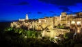 Panoramic view of an old town Pitigliano at the dusk, small old town in Maremma Region in Tuscany, Italy Royalty Free Stock Photo