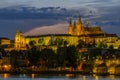 Panoramic View on Old Town , Prague Castle Saint Vitus Cathedra. The bridge over the Vltava River. Night scene. Prague, Czech Rep Royalty Free Stock Photo