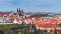 Panoramic view of Old town of Prague with tiled roofs. Prague, Czech Republic Royalty Free Stock Photo