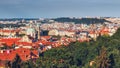 Panoramic view of Old town of Prague with tiled roofs. Prague, Czech Republic