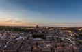 Panoramic view of the old town at sunset in Toledo, Spain Royalty Free Stock Photo