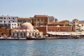 View of the old town and venetian port of Chania, Crete, Greece Royalty Free Stock Photo