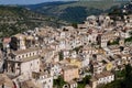 Panoramic view of old townhouses in Baroque city Ragusa, UNESCO World Heritage Site. Sicily, Italy. Royalty Free Stock Photo