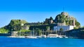 Panoramic view of the old venecian fortress in Corfu Town Royalty Free Stock Photo