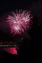 Panoramic view of omegna during a fireworks display