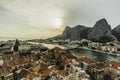 Panoramic view of Omis and Cetina River Gorge, Royalty Free Stock Photo