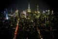 Panoramic view from One World Trade Center at night. Royalty Free Stock Photo