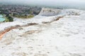 Panoramic view onto famous natural travertine pools and terraces of Pamukkale, Turkey. All natural objects included in UNESCO Royalty Free Stock Photo